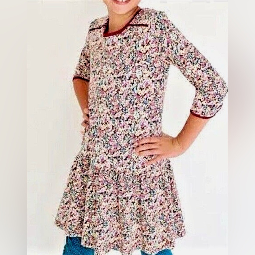 435 by Matilda Jane Courtney Floral Print Dress 3/4 sleeve Drop waist Size 10